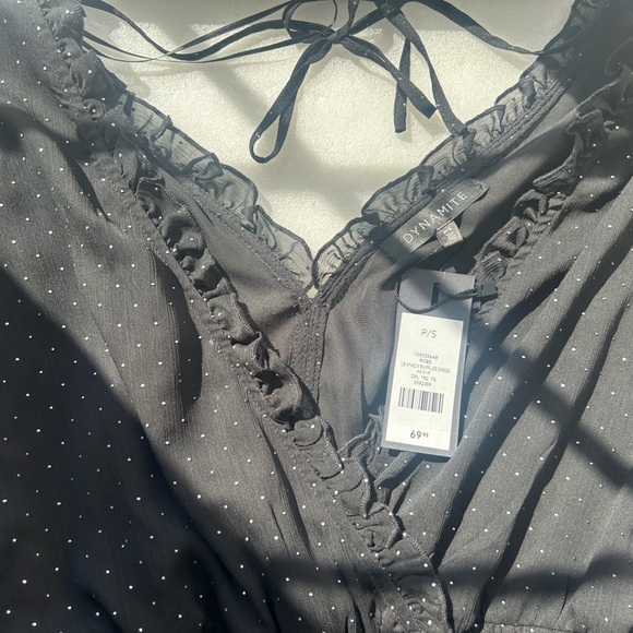 Dynamite Black Polka Dot Mini Dress - Picture 2 of 3